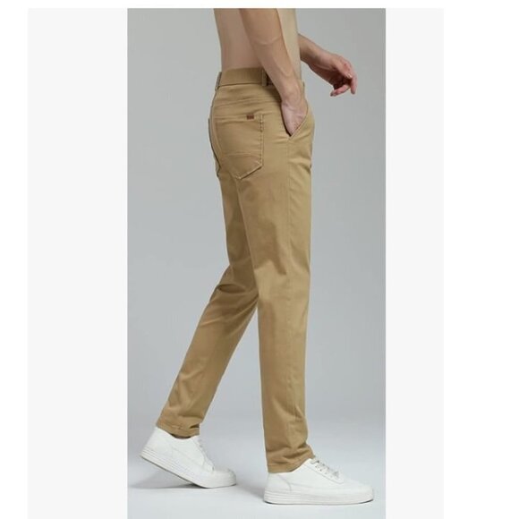 Men's Skinny Stretchy Khaki Pants Colored Pants Slim Fit Slacks Tapered Trousers - Picture 1 of 7